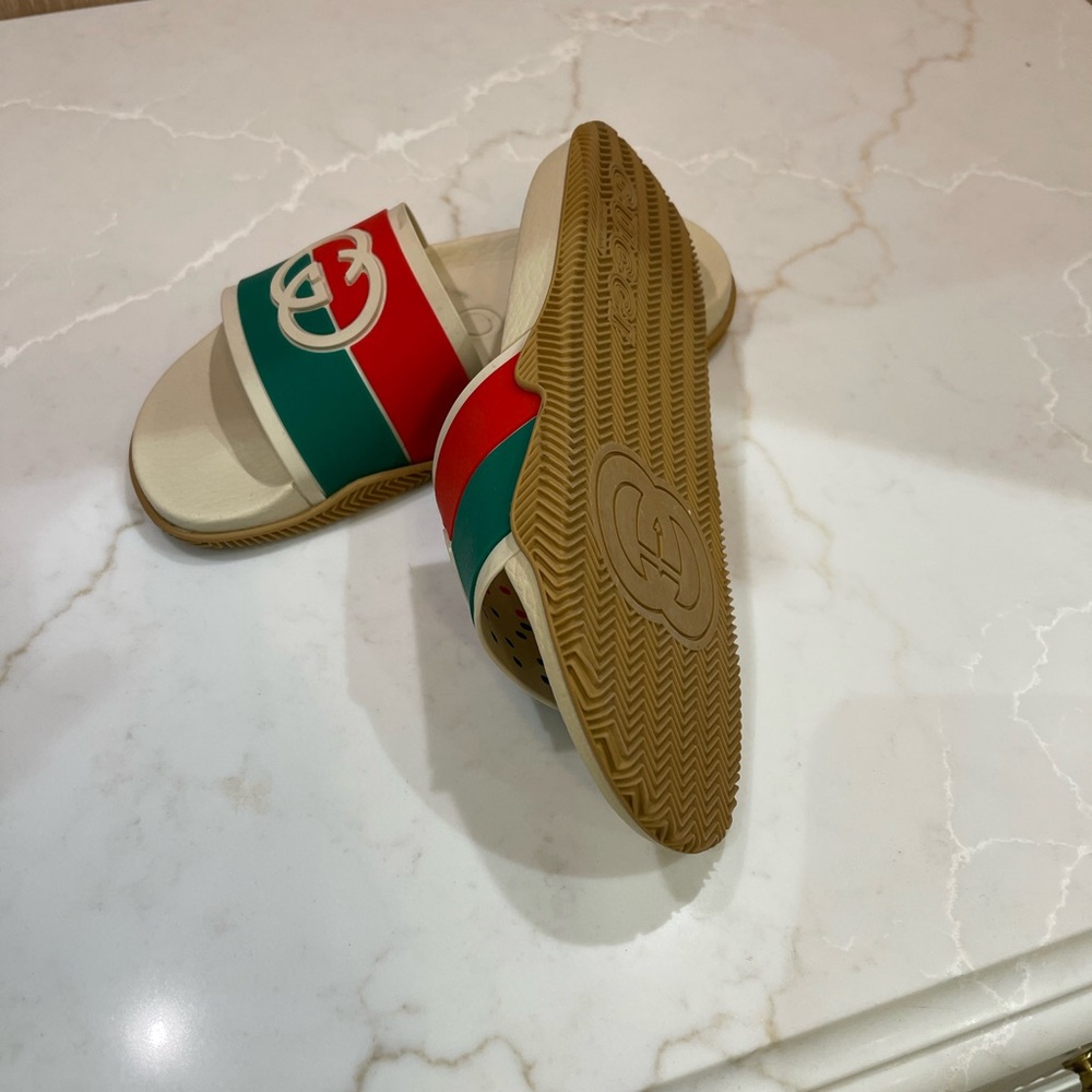 Gucci Slide Sandals - Green and Red